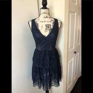 [BCGBMaxazria]  Blue-laced Dress, Size S